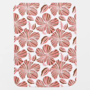 Hawaiian hibiscus flowers: brown tropical style. baby blanket
