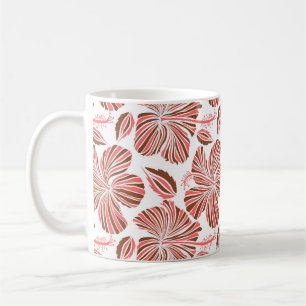 Hawaiian hibiscus flowers: brown tropical style. coffee mug