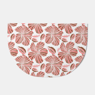 Hawaiian hibiscus flowers: brown tropical style. doormat