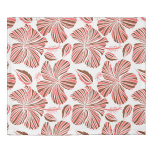 Hawaiian hibiscus flowers: brown tropical style. duvet cover