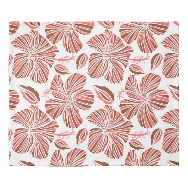 Hawaiian hibiscus flowers: brown tropical style. duvet cover (Front)