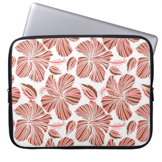 Hawaiian hibiscus flowers: brown tropical style. laptop sleeve