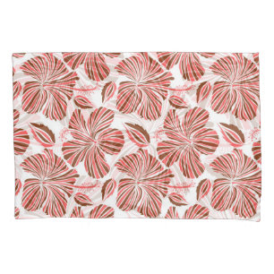 Hawaiian hibiscus flowers: brown tropical style. pillow case