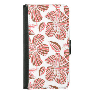 Hawaiian hibiscus flowers: brown tropical style. samsung galaxy s5 wallet case