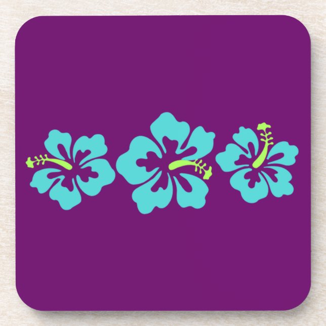 Hawaiian Hibiscus Flowers Drink Coaster (Front)