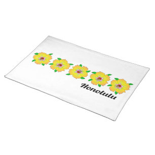 Hawaiian Hibiscus Flowers Honolulu Hawaii Placemat