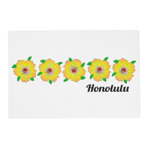 Hawaiian Hibiscus Flowers Honolulu Hawaii Placemat