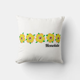 Hawaiian Hibiscus Flowers Honolulu Hawaii Throw Pillow