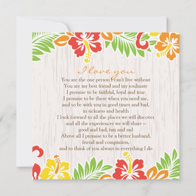 Hawaiian Hibiscus Flowers Horizontal Invitation (Front)