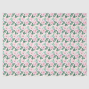 Hawaiian Hibiscus Flowers on Pink Decoupage Tissue Paper