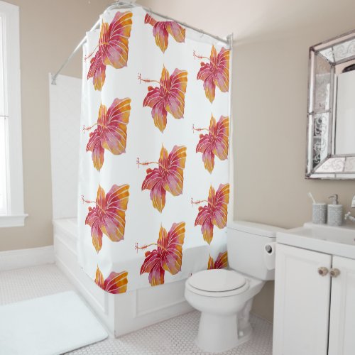 Hawaiian Hibiscus Flowers Shower Curtain