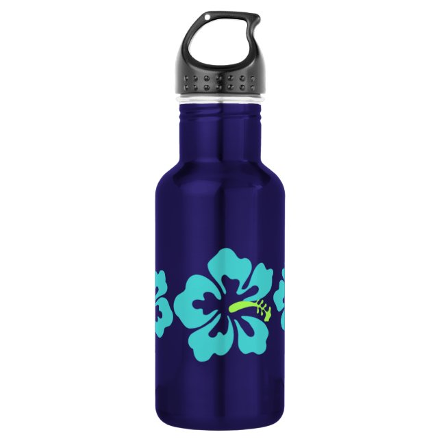 Hawaiian Hibiscus Flowers Water Bottle (Front)