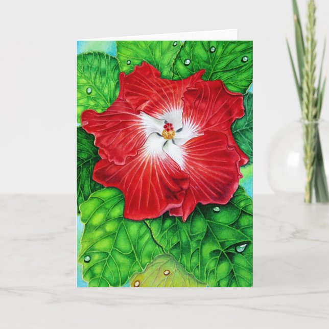 Hawaiian Hibiscus Holiday Card (Front)