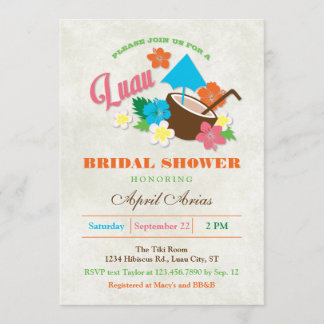 Hawaiian Hibiscus Luau Bridal Shower Invitation