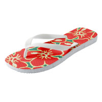 Hawaiian Hibiscus Luau Tropical Flowers Flip Flops