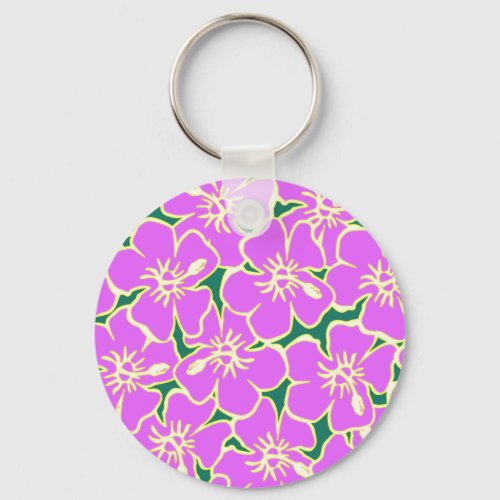 Hawaiian Hibiscus Luau Tropical Flowers Keychain