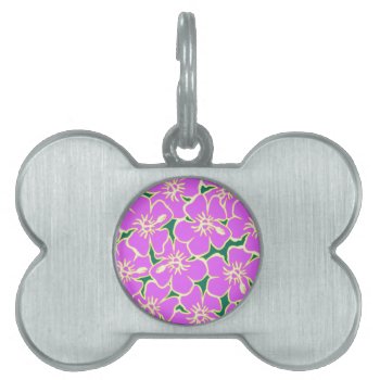 Hawaiian Hibiscus Luau Tropical Flowers Pet Tag by macdesigns2 at Zazzle