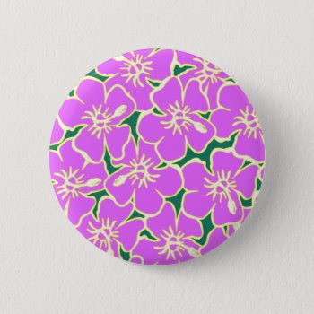 Hawaiian Hibiscus Luau Tropical Flowers Pinback Button by macdesigns2 at Zazzle