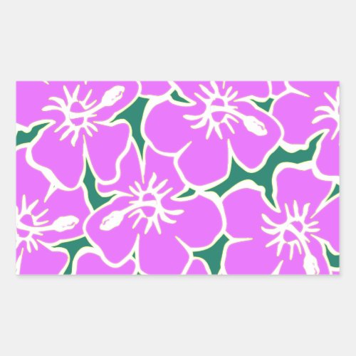 Hawaiian Hibiscus Luau Tropical Flowers Rectangular Sticker