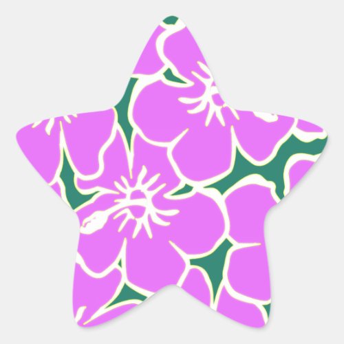 Hawaiian Hibiscus Luau Tropical Flowers Star Sticker
