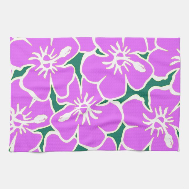 Hawaiian Hibiscus Luau Tropical Flowers Towel (Horizontal)
