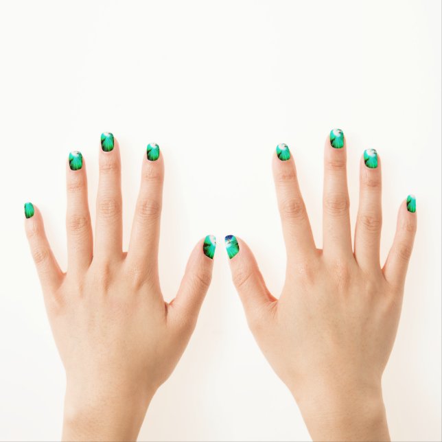 Hawaiian Hibiscus Nails Minx Nail Art (Insitu - Hands)