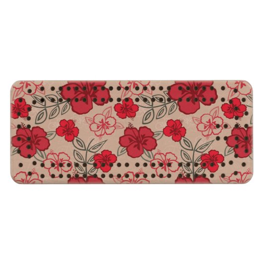 Hawaiian Hibiscus Pattern Red Wood Cribbage Board (Front (Horizontal))