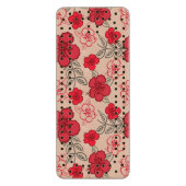 Hawaiian Hibiscus Pattern Red Wood Cribbage Board (Front Vertical)