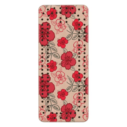 Hawaiian Hibiscus Pattern Red Wood Cribbage Board (Front Vertical)