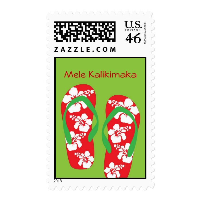 Hawaiian Hibiscus Slippers Holiday Stamp