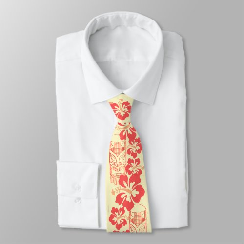 Hawaiian Hibiscus  Tiki Live Pono Retro Upbeat Tie