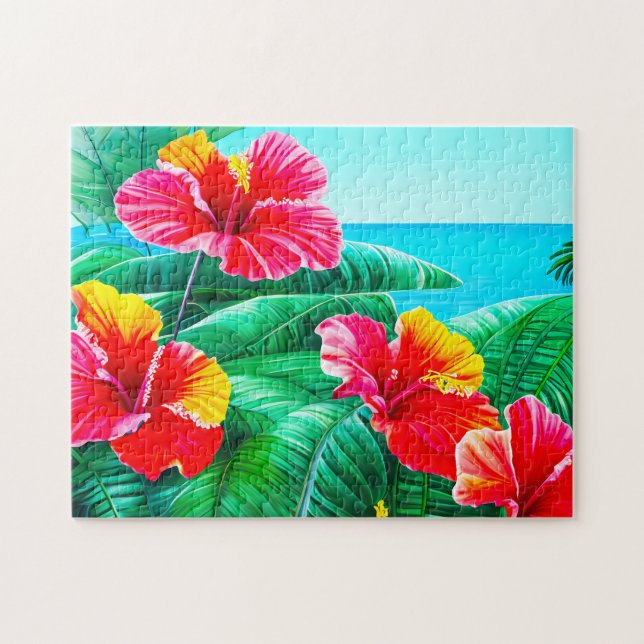 Hawaiian  Hibiscus tropical flowers  Jigsaw Puzzle (Horizontal)