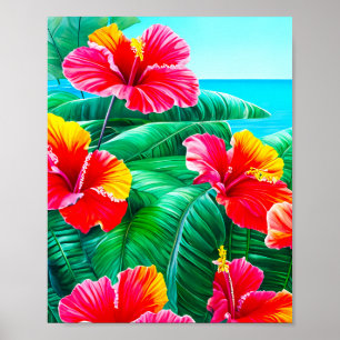 Hawaiian  Hibiscus tropical flowers  Poster