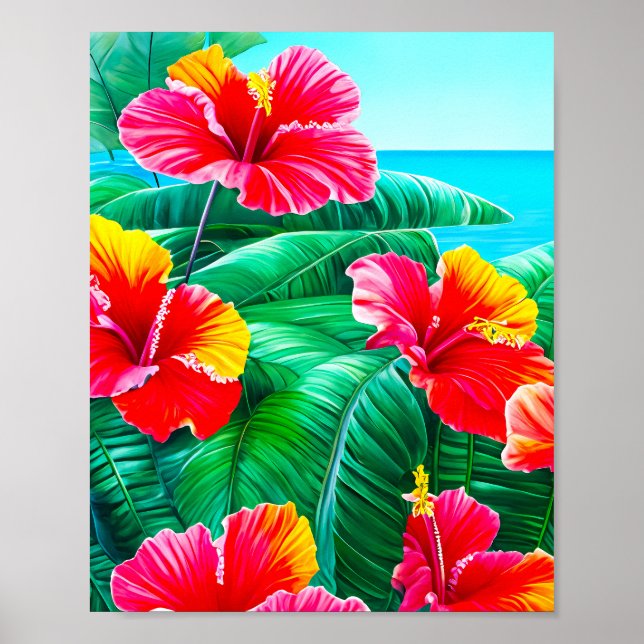 Hawaiian  Hibiscus tropical flowers  Poster (Front)