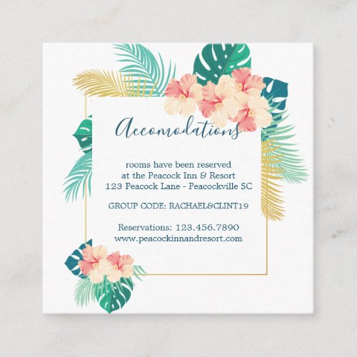 Hawaiian Hibiscus Wedding Accommodation Cards