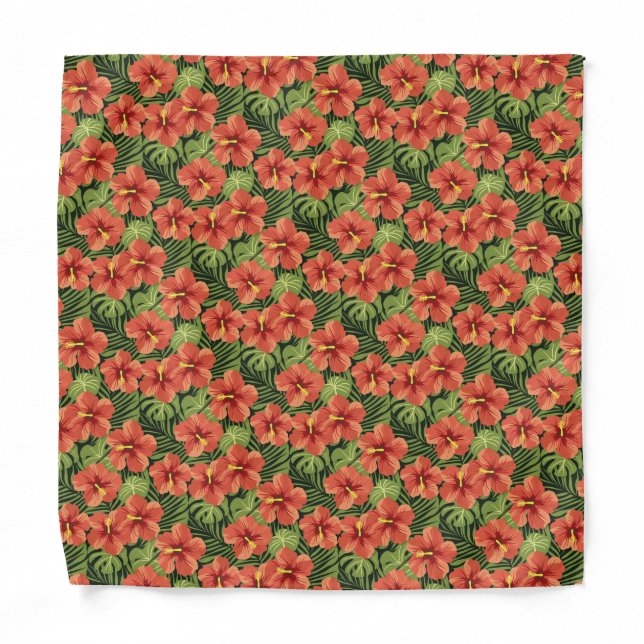 Hawaiian Hibiscus Wedding Pocket Square Bandana (Front)