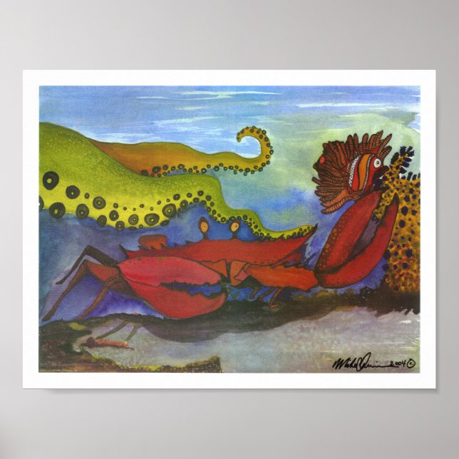 "Hawaiian Holiday" Watercolor Fish Art Poster (Front)