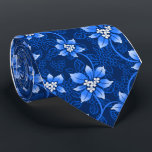 Hawaiian Holly Blue Single-Sided Neck Tie<br><div class="desc">Navy blue with royal blue and silver colorway.  Mele Kalikimaka is the Hawai'ian expression for Merry Christmas & happy holidays! This vintage inspired textile design is a tropical interpretation of holly in bright colors and subtle gradients. These designs come in several colorways.</div>