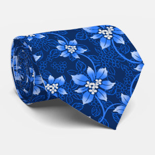 Hawaiian Holly Blue Single-Sided Neck Tie