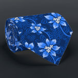 Hawaiian Holly Blue Two-Sided Tie<br><div class="desc">Navy blue with royal blue and silver colorway.  Mele Kalikimaka is the Hawai'ian expression for Merry Christmas & happy holidays! This vintage inspired textile design is a tropical interpretation of holly in bright colors and subtle gradients. These designs come in several colorways.</div>
