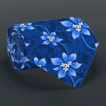 Hawaiian Holly Blue Two-Sided Tie<br><div class="desc">Navy blue with royal blue and silver colorway.  Mele Kalikimaka is the Hawai'ian expression for Merry Christmas & happy holidays! This vintage inspired textile design is a tropical interpretation of holly in bright colors and subtle gradients. These designs come in several colorways.</div>