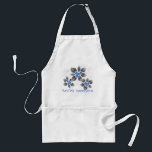 Hawaiian Holly Hanukkah Blue Floral Adult Apron<br><div class="desc">Hau’oli Hanukaha is Hawai'ian for Happy Hanukkah! This illustration showcases a tropical interpretation of holly in Hanukkah colors and subtle gradients. The lettering is dusted with snow for an added surprise. This design is available on a variety of products for the home and apparel for the entire family.</div>