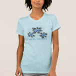 Hawaiian Holly Hanukkah Blue Floral T-Shirt<br><div class="desc">Hau’oli Hanukaha is Hawai'ian for Happy Hanukkah! This illustration showcases a tropical interpretation of holly in Hanukkah colors and subtle gradients. The lettering is dusted with snow for an added surprise. The main graphic is on the front, while there is a small companion graphic on the back of the tee...</div>