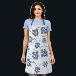 Hawaiian Holly Hanukkah Glittery Blue Floral Apron<br><div class="desc">Hau’oli Hanukaha is Hawai'ian for Happy Hanukkah! This glamorous illustration showcases our tropical interpretation of holly in Hanukkah colors and subtle gradients and glittery leaves. This design is also available on a variety of products for the home.</div>