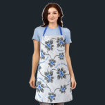 Hawaiian Holly Hanukkah Glittery Blue Floral Apron<br><div class="desc">Hau’oli Hanukaha is Hawai'ian for Happy Hanukkah! This glamorous illustration showcases our tropical interpretation of holly in Hanukkah colors and subtle gradients and glittery leaves. This design is also available on a variety of products for the home.</div>