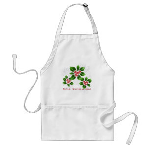 Hawaiian Holly Mele Kalikimaka Christmas Red Adult Apron