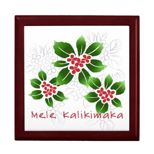 Hawaiian Holly Mele Kalikimaka Christmas Red Keepsake Box