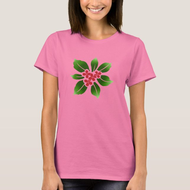 Hawaiian Holly Mele Kalikimaka Christmas Red T-Shirt (Front)