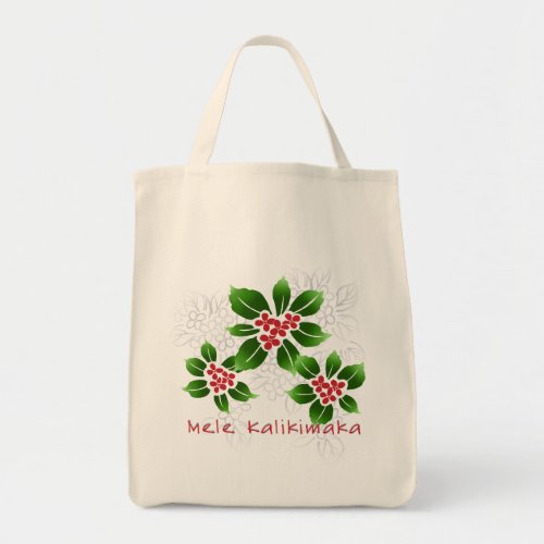 Hawaiian Holly Mele Kalikimaka Christmas Red Tote Bag