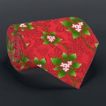 Hawaiian Holly Red Two-Sided Tie<br><div class="desc">Red with kelly green and white colorway.  Mele Kalikimaka is the Hawai'ian expression for Merry Christmas & happy holidays! This vintage inspired textile design is a tropical interpretation of holly in bright colors and subtle gradients. These designs come in several colorways.</div>